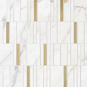 Allmarble Wall Mosaico Golden White Barcode Lux 40x40