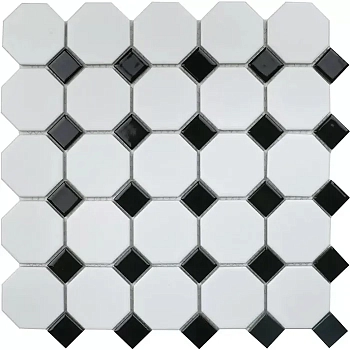 Starmosaic Homework Mosaico Octagon Small White Black Matt 29.5x29.5 / Starmosaic Homework Мосаико Октагон Сталь
 Уайт Блэк Матт 29.5x29.5 