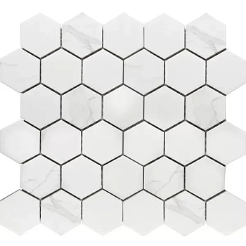 Starmosaic Homework Mosaico Hexagon Small Carrara Matt 26.5x27.8 / Стармосаик
 Хомеворк
 Мосаико Хексагон Сталь
 Каррара Матт 26.5x27.8 