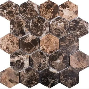 Starmosaic Wild Stone Mosaico Hexagon Dark Emperador Polished 26x28.2 / Starmosaic Вилд Стоун Мосаико Хексагон Дарк Имперадор Полишед 26x28.2 
