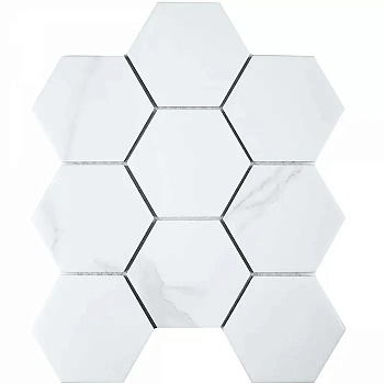 Starmosaic Homework Mosaico Hexagon Big Carrara Matt 25.6x29.5 / Стармосаик
 Хомеворк
 Мосаико Хексагон Биг
 Каррара Матт 25.6x29.5 