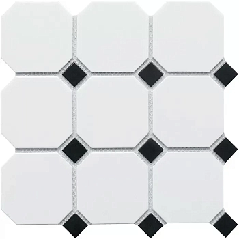 Starmosaic Homework Mosaico Octagon Big White Black Matt 30x30 / Starmosaic Homework Мосаико Октагон Биг
 Уайт Блэк Матт 30x30 
