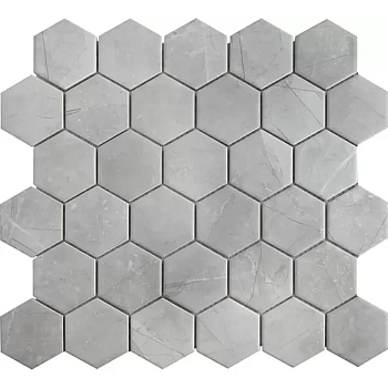  Homework Mosaico Hexagon Small Marble Grey Matt 26.5x27.8 / Homework Мосаико Хексагон Сталь
 Марбл Грей Матт 26.5x27.8 